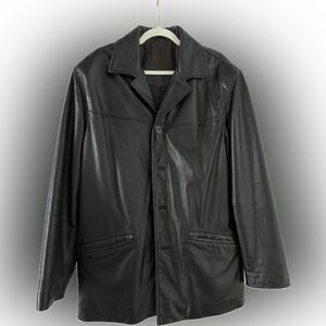 Oversized leather coat